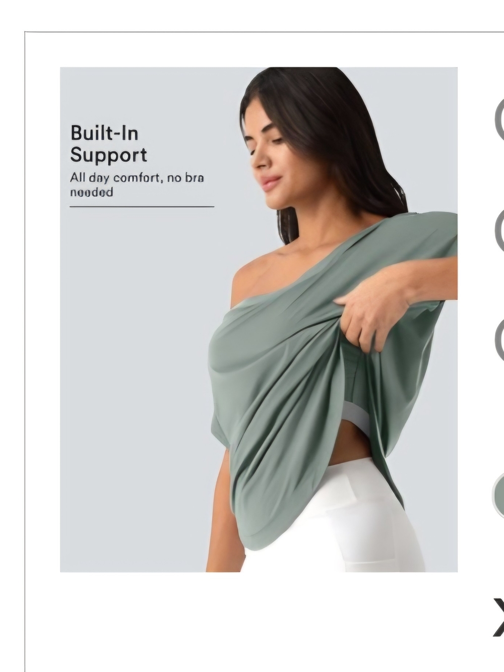 HALARA One-Shoulder Built-In Support Top — Sage Green